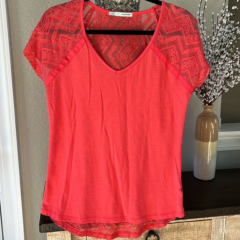 Maurices open lace T-shirt.